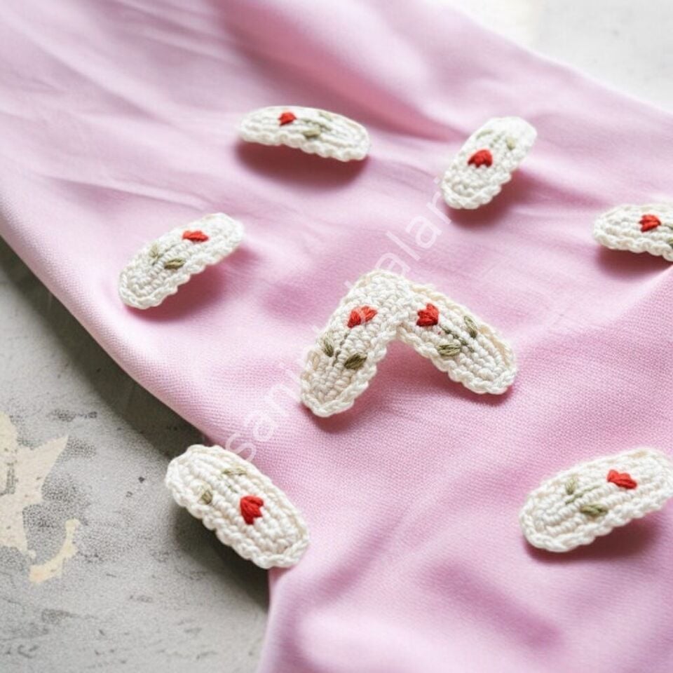 Lale Nakışlı Çıtçıt Toka 5 cm – El Yapımı Minimal Saç Aksesuarı