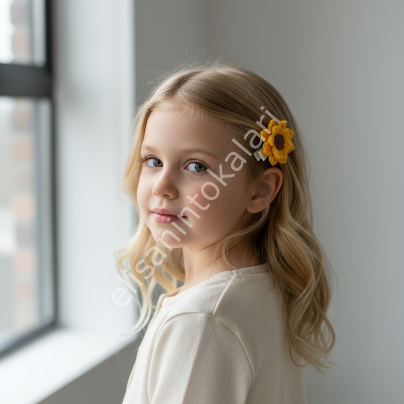 Papatya & Ayçiçek Klips Toka – El Yapımı Bebek ve Kız Çocuk Saç Tokası (5 cm)