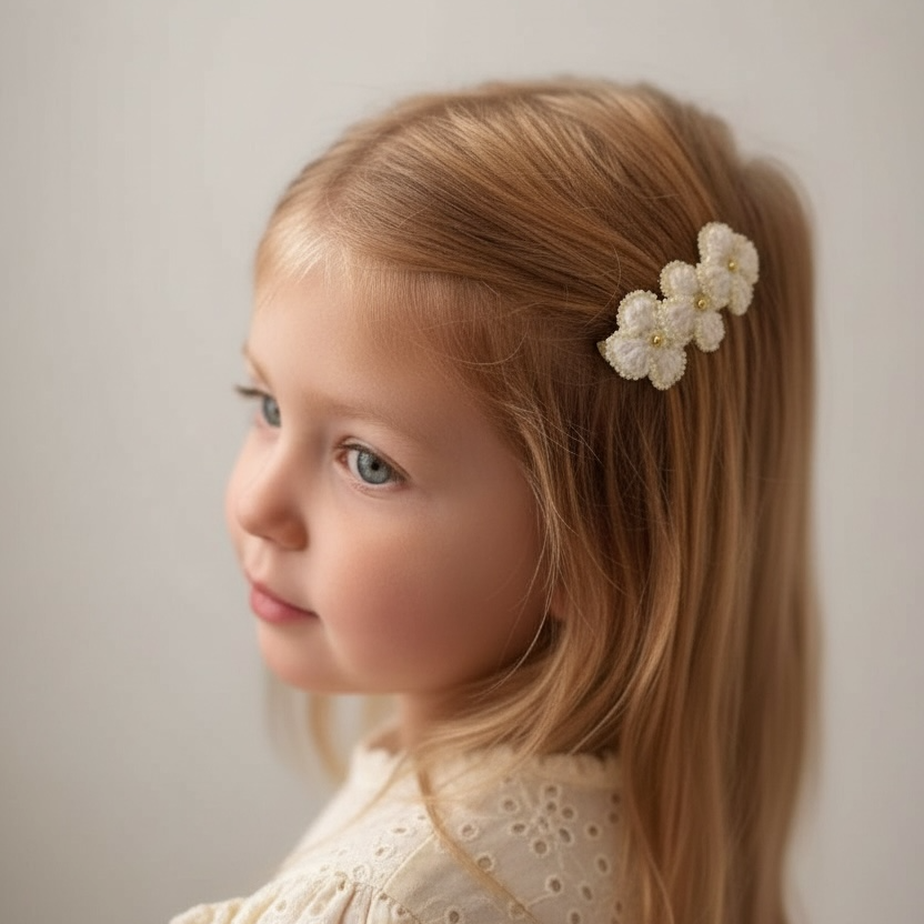 El Yapımı Boncuk İşlemeli Papatya Toka – Örgü Çiçekli Klips Saç Tokası | Kız Çocuk & Kadın Vintage Saç Aksesuarı